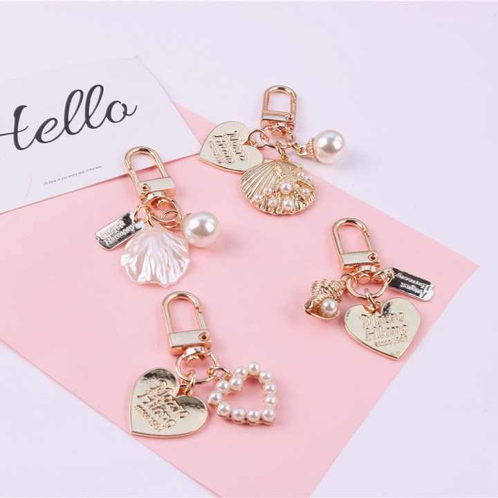 Golden Charm Pearl KeyChain