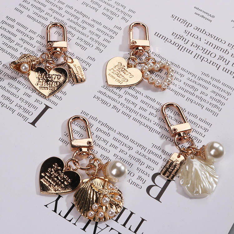 Golden Charm Pearl KeyChain