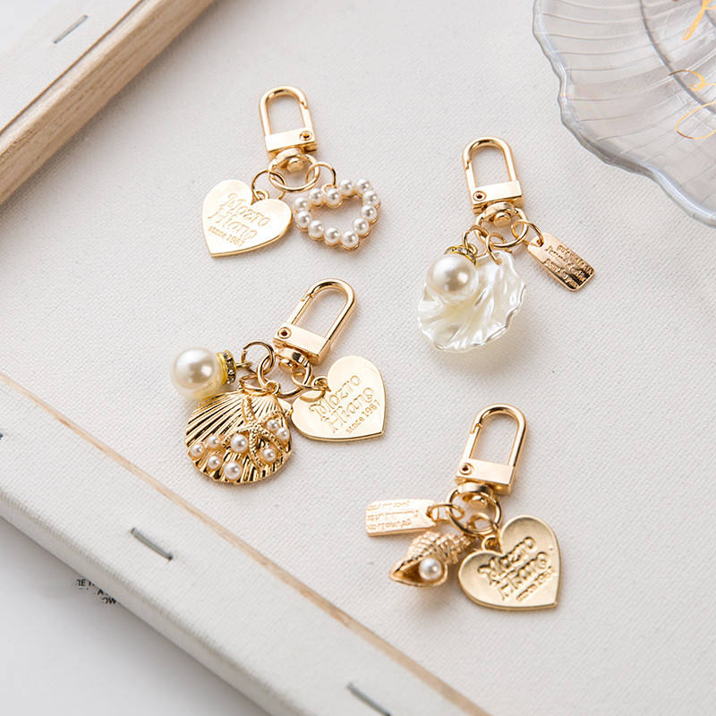 Golden Charm Pearl KeyChain