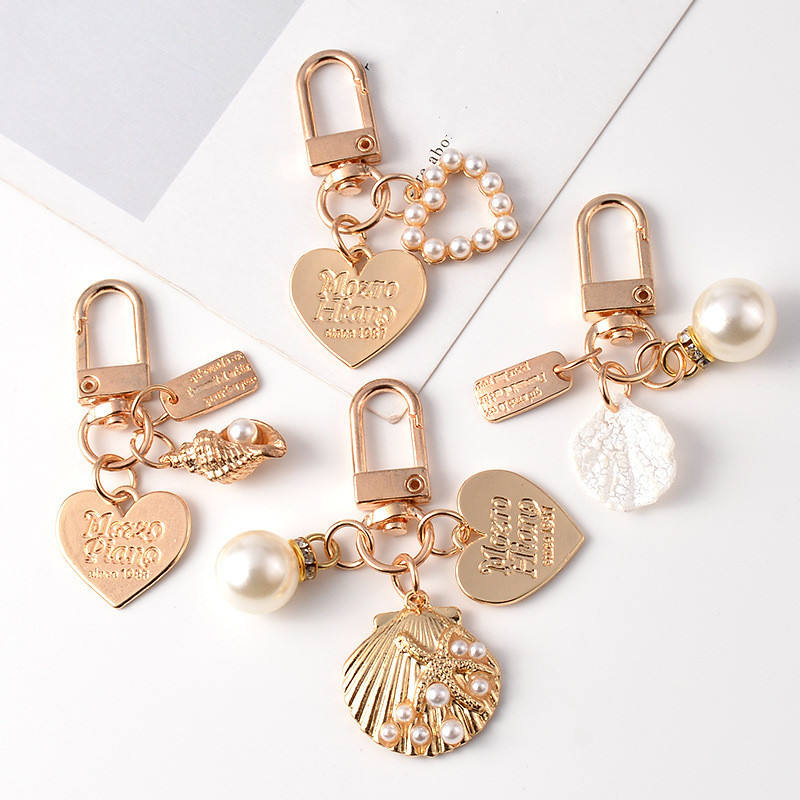 Golden Charm Pearl KeyChain